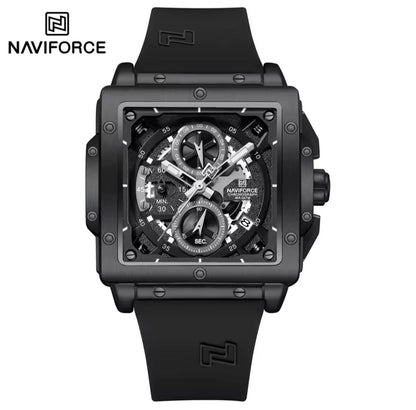 NAVIFORCE 8064 New Men Sport Top Brand Luxury Square Chronograph Date Original Wristwatch Waterproof Quartz Male Clock Watch