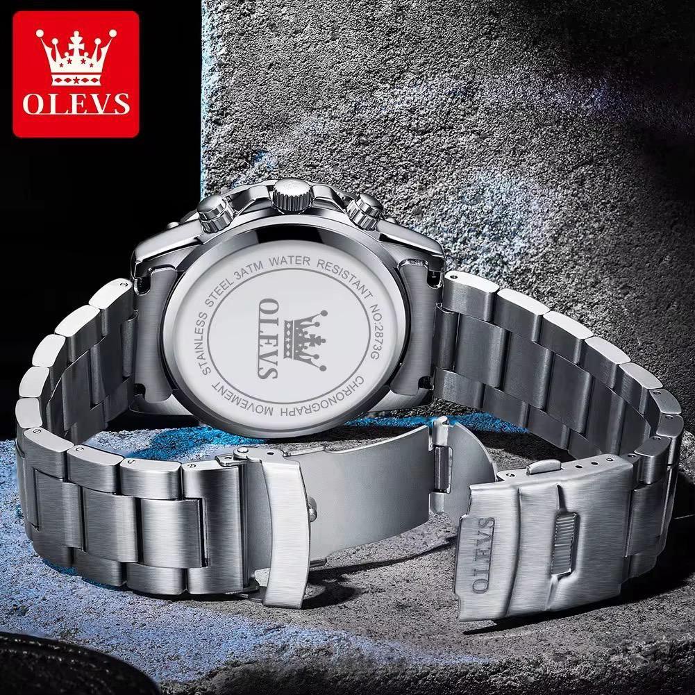 OLEVS 2873 Men Top Brand Luxury  Quartz Watch Quality Genuine Stainless Steel Men Wristwatch