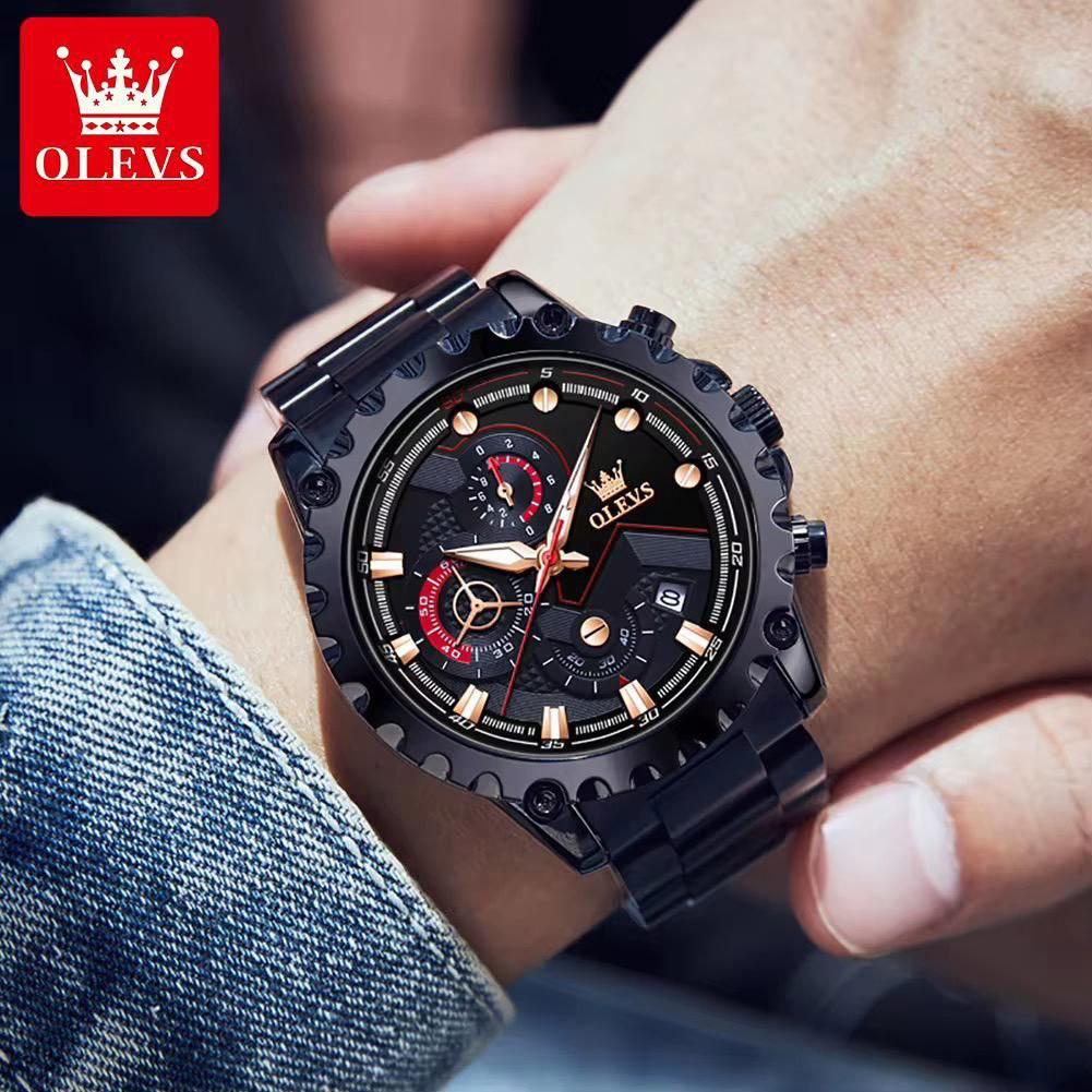 OLEVS 2873 Men Top Brand Luxury  Quartz Watch Quality Genuine Stainless Steel Men Wristwatch