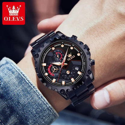OLEVS 2873 Men Top Brand Luxury  Quartz Watch Quality Genuine Stainless Steel Men Wristwatch