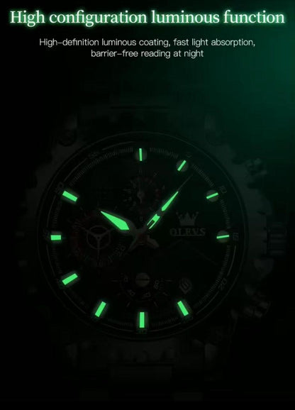 OLEVS 2873 Men Top Brand Luxury  Quartz Watch Quality Genuine Stainless Steel Men Wristwatch