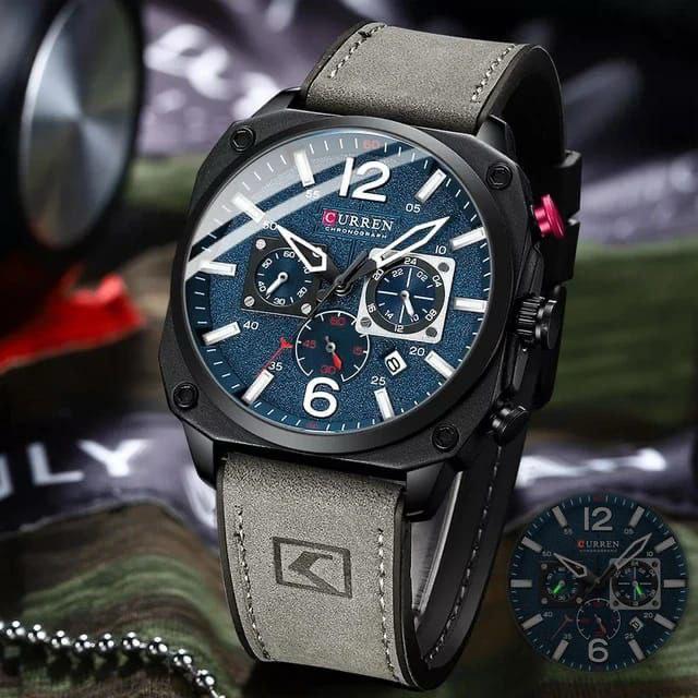 New CURREN 8398 Top Brand Men Sports Watch Luminous Chronograph Watches Leather Clock Casual Quartz Wristwatches for Male