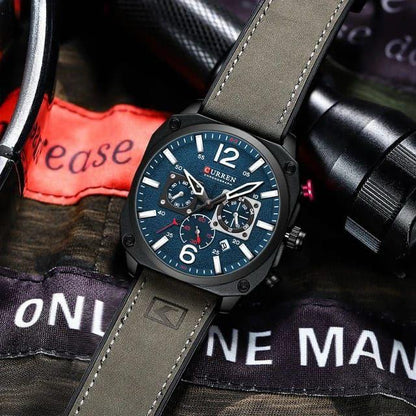 New CURREN 8398 Top Brand Men Sports Watch Luminous Chronograph Watches Leather Clock Casual Quartz Wristwatches for Male