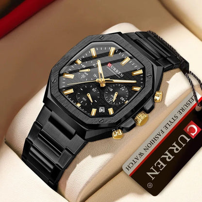 CURREN 8459 New Men Watch Top Brand Luxury Chronograph Original Quartz Male Clock Gift Sport Business Waterproof Wristwatch
