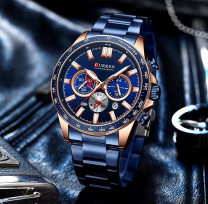 Luxury CURREN 8418 Watch for Men Fashion Sport Men's Quartz Watch with Calendar Chronograph Luminous Hands Waterproof Wristwatch