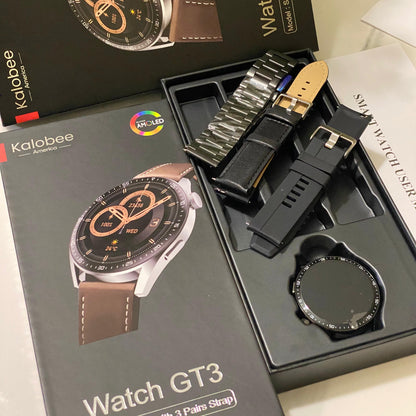 KALOBEE SK37 GT3 3 Pair Straps Bt Call AI Voice Music Player NFC Rotate Button Always on Display Wireless Charging SK37 Smart Watch Watch