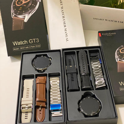 KALOBEE SK37 GT3 3 Pair Straps Bt Call AI Voice Music Player NFC Rotate Button Always on Display Wireless Charging SK37 Smart Watch Watch