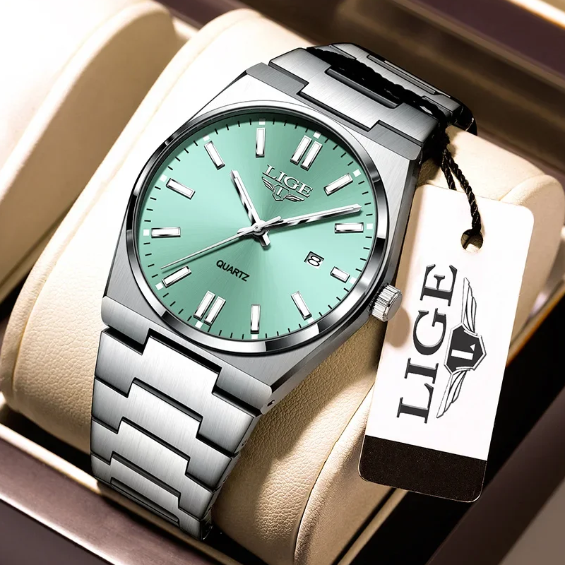LIGE LG89153 Sports Quartz Watch for Men Dial Waterproof Luminous Business Style Stainless Steel