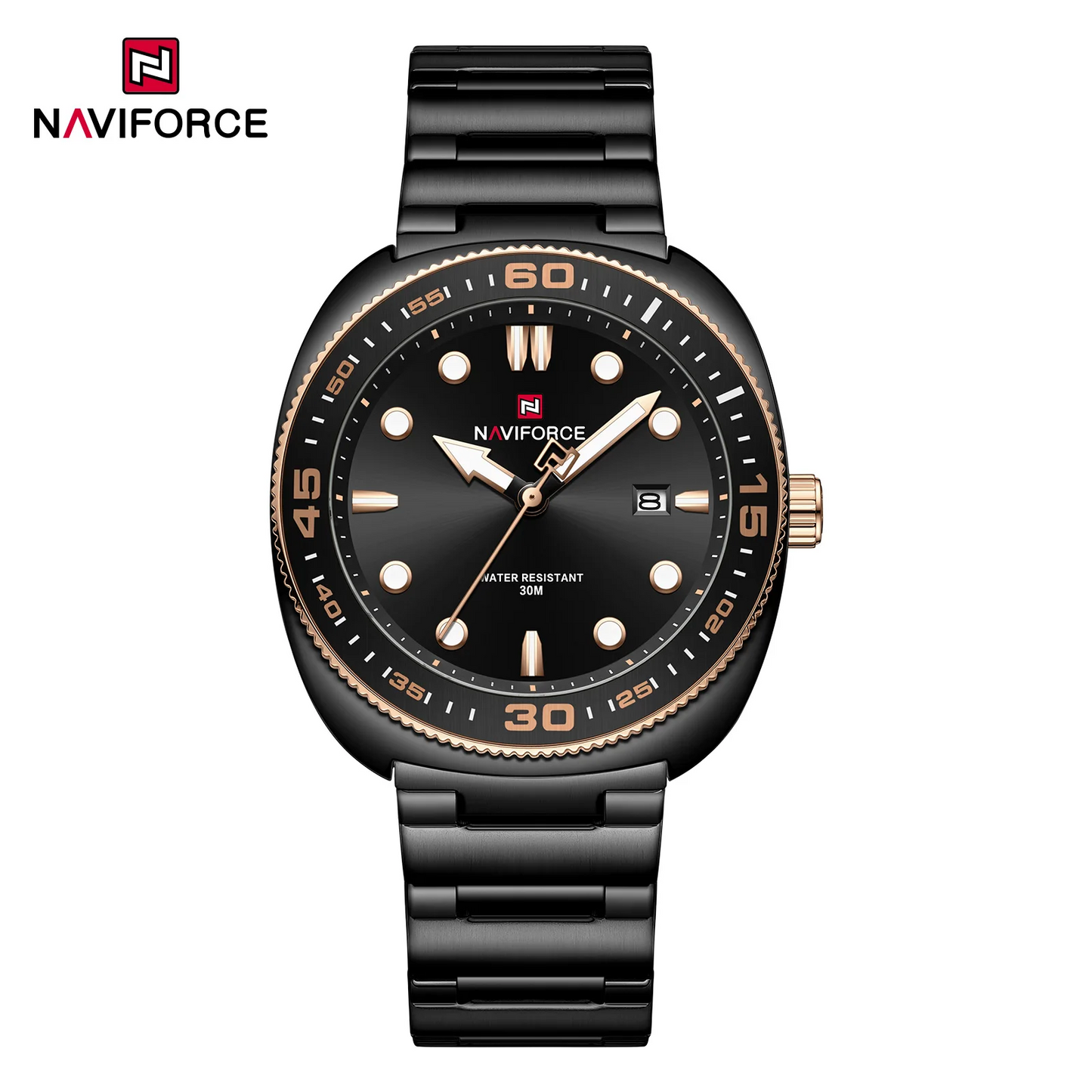 NAVIFORCE 9250 Luxury Men's Sport Watches Luxury Stainless Steel Strap 30M Waterproof Date Display Male Quartz Wristwatch