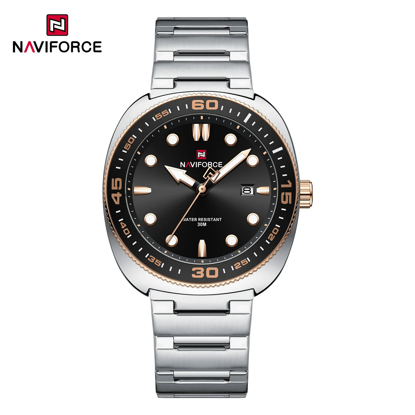 NAVIFORCE 9250 Luxury Men's Sport Watches Luxury Stainless Steel Strap 30M Waterproof Date Display Male Quartz Wristwatch