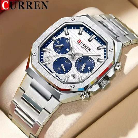CURREN 8459 New Men Watch Top Brand Luxury Chronograph Original Quartz Male Clock Gift Sport Business Waterproof Wristwatch