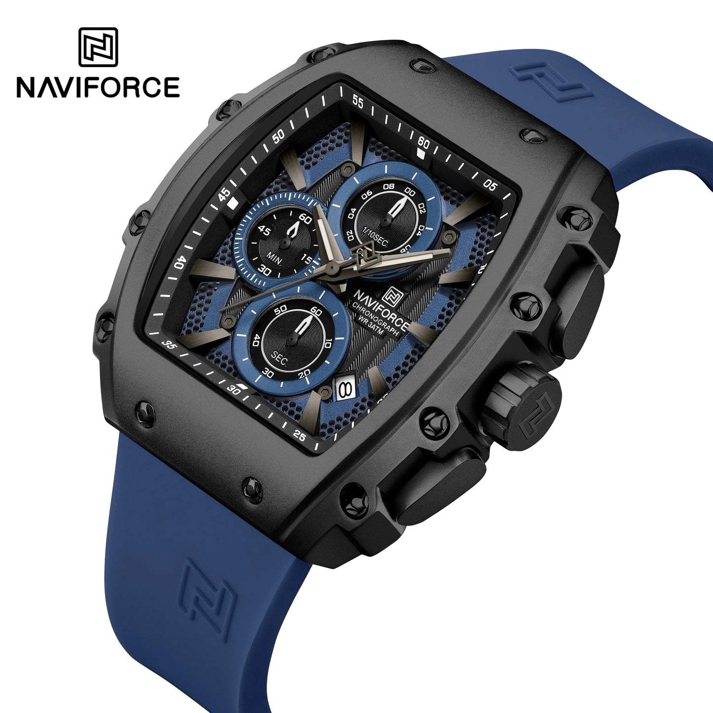 NAVIFORCE 8070 Men Quartz Wristwatch Luxury Chronograph Casual Clock Sport Waterproof Multifunctional Watch Silicone Strap