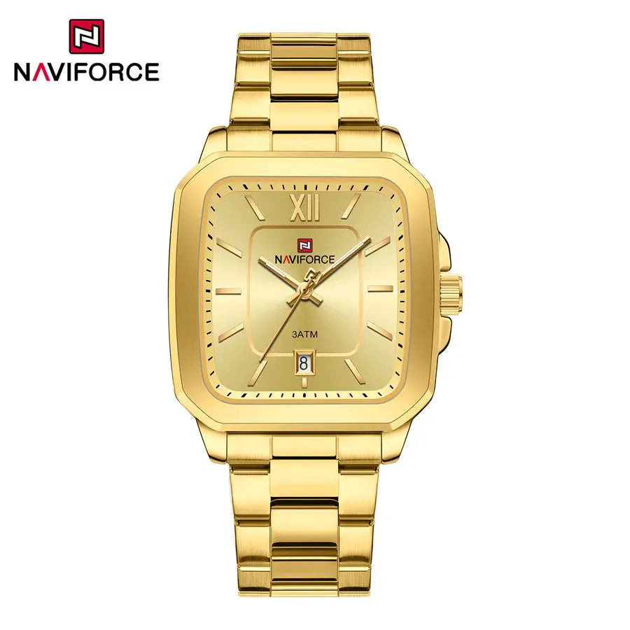 NAVIFORCE 9239 High Quality Men Women Quartz Watch Stainless Steel Strap Casual Square Waterproof Wristwatch