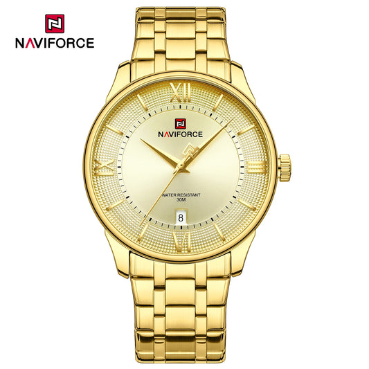 NAVIFORCE 9272 Men's Watch Classic Stainless Steel Strap 3ATM Waterproof Calendar Minimalist Dial Men's Watch
