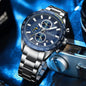 CRRJU 2306 Men Watch Luminous Hands Sports Casual Quartz Wristwatches Chronograph Fashion Stainless Steel Auto Date