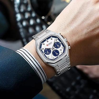 CURREN 8459 New Men Watch Top Brand Luxury Chronograph Original Quartz Male Clock Gift Sport Business Waterproof Wristwatch