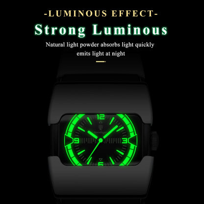 Poedagar 846 Luxury Men Square Quartz Watch Stainless Steel Strap Hardlex Glass 3ATM Waterproof Luminous Wrist Watch