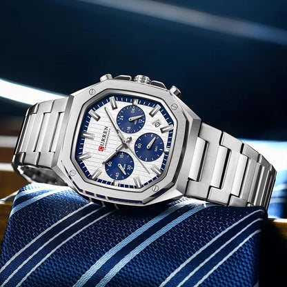 CURREN 8459 New Men Watch Top Brand Luxury Chronograph Original Quartz Male Clock Gift Sport Business Waterproof Wristwatch