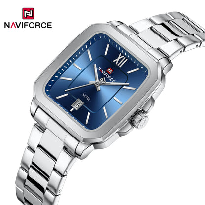 NAVIFORCE 9239 High Quality Men Women Quartz Watch Stainless Steel Strap Casual Square Waterproof Wristwatch