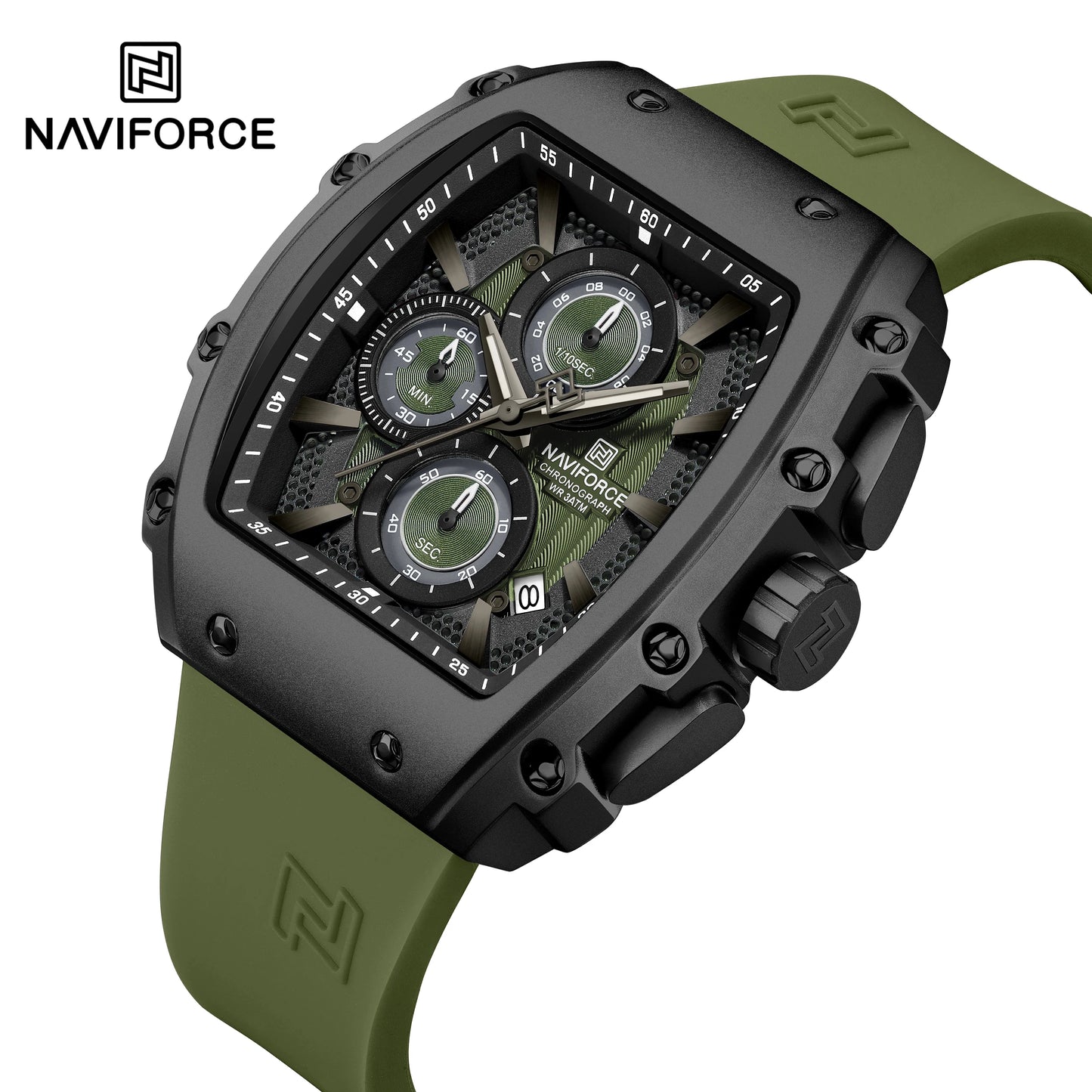NAVIFORCE 8070 Men Quartz Wristwatch Luxury Chronograph Casual Clock Sport Waterproof Multifunctional Watch Silicone Strap