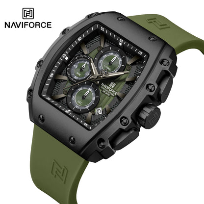 NAVIFORCE 8070 Men Quartz Wristwatch Luxury Chronograph Casual Clock Sport Waterproof Multifunctional Watch Silicone Strap