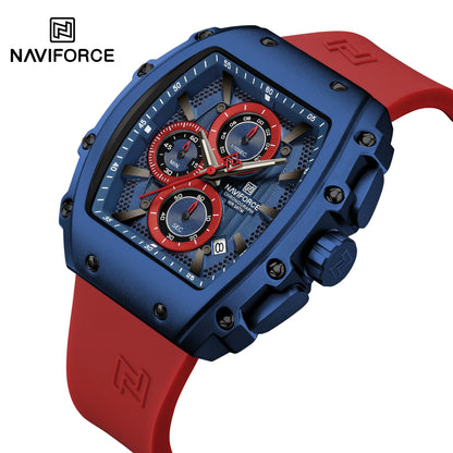 NAVIFORCE 8070 Men Quartz Wristwatch Luxury Chronograph Casual Clock Sport Waterproof Multifunctional Watch Silicone Strap