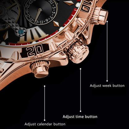 Poedagar 1410 Men Automatic Mechanical Watches Waterproof Luminous Stainless Steel Band Watch Hollow Tourbillon Wristwatches