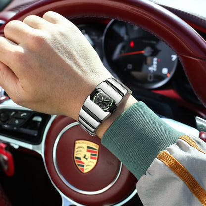 Poedagar 846 Luxury Men Square Quartz Watch Stainless Steel Strap Hardlex Glass 3ATM Waterproof Luminous Wrist Watch