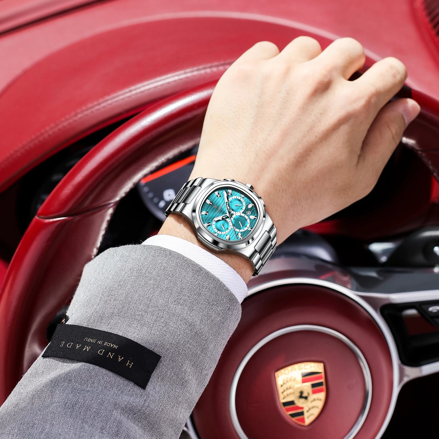 POEDAGAR High Quality Waterproof Luminous Luxury Stainless Steel Chronograph Quartz Watch for Men