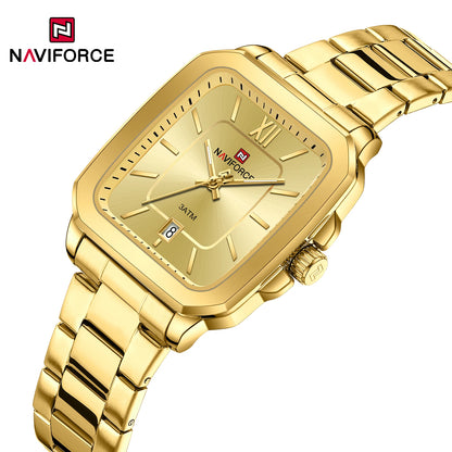 NAVIFORCE 9239 High Quality Men Women Quartz Watch Stainless Steel Strap Casual Square Waterproof Wristwatch