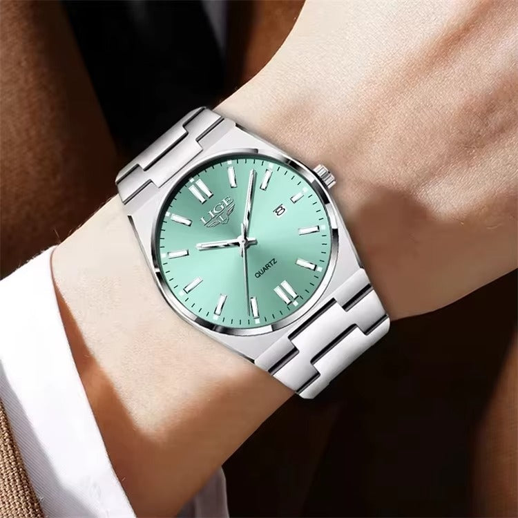 LIGE LG89153 Sports Quartz Watch for Men Dial Waterproof Luminous Business Style Stainless Steel