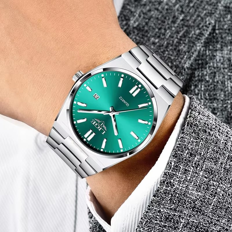 LIGE LG89153 Sports Quartz Watch for Men Dial Waterproof Luminous Business Style Stainless Steel