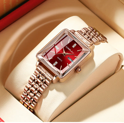 CRRJU 5012 Luxury Fashion Stainless Steel Strap Quartz Wristwatch 3ATM Waterproof Luminous Hands Female Diamond Watch for Women