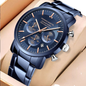HANNAH MARTIN HM-113 Men Watch Top Brand Fashion Multifunction Stainless Steel Business Waterproof Wristwatch