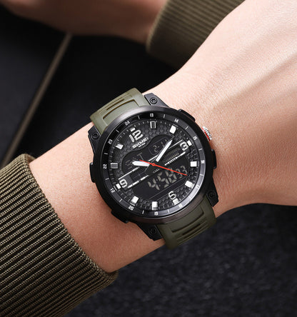 SKMEI Men's 50M Waterproof Chronograph LED Light Sports Watch with TPU Strap 2401 Model Analog-Digital Dial Display