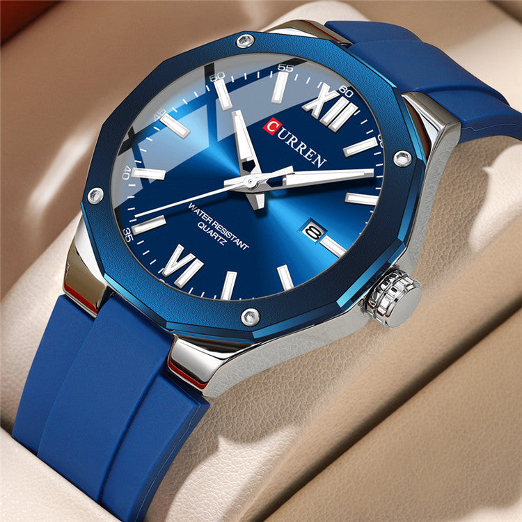 CURREN 8465 Men's Luxury Quartz Watch Luminous Dial Waterproof Silicone Strap Alloy Case 42mm Dial Sport Fashion