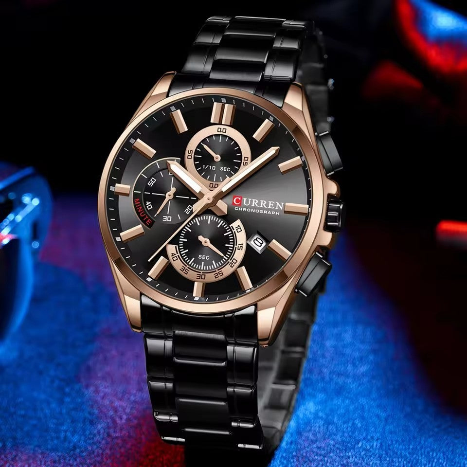CURREN 8475 NEW Quartz Watches for Men Casual Style Multifunction Stainless Steel Band Wristwatches with Auto Date Waterproof 8475