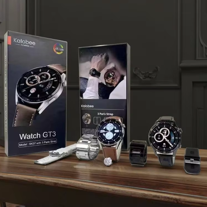 KALOBEE SK37 GT3 3 Pair Straps Bt Call AI Voice Music Player NFC Rotate Button Always on Display Wireless Charging SK37 Smart Watch Watch