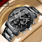 HANNAH MARTIN HM-113 Men Watch Top Brand Fashion Multifunction Stainless Steel Business Waterproof Wristwatch