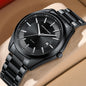 QUARTZ WATCH Hannah Martin Calendar Business Casual Men's Black King Watch Steel Band Student Trendy Waterproof Men
