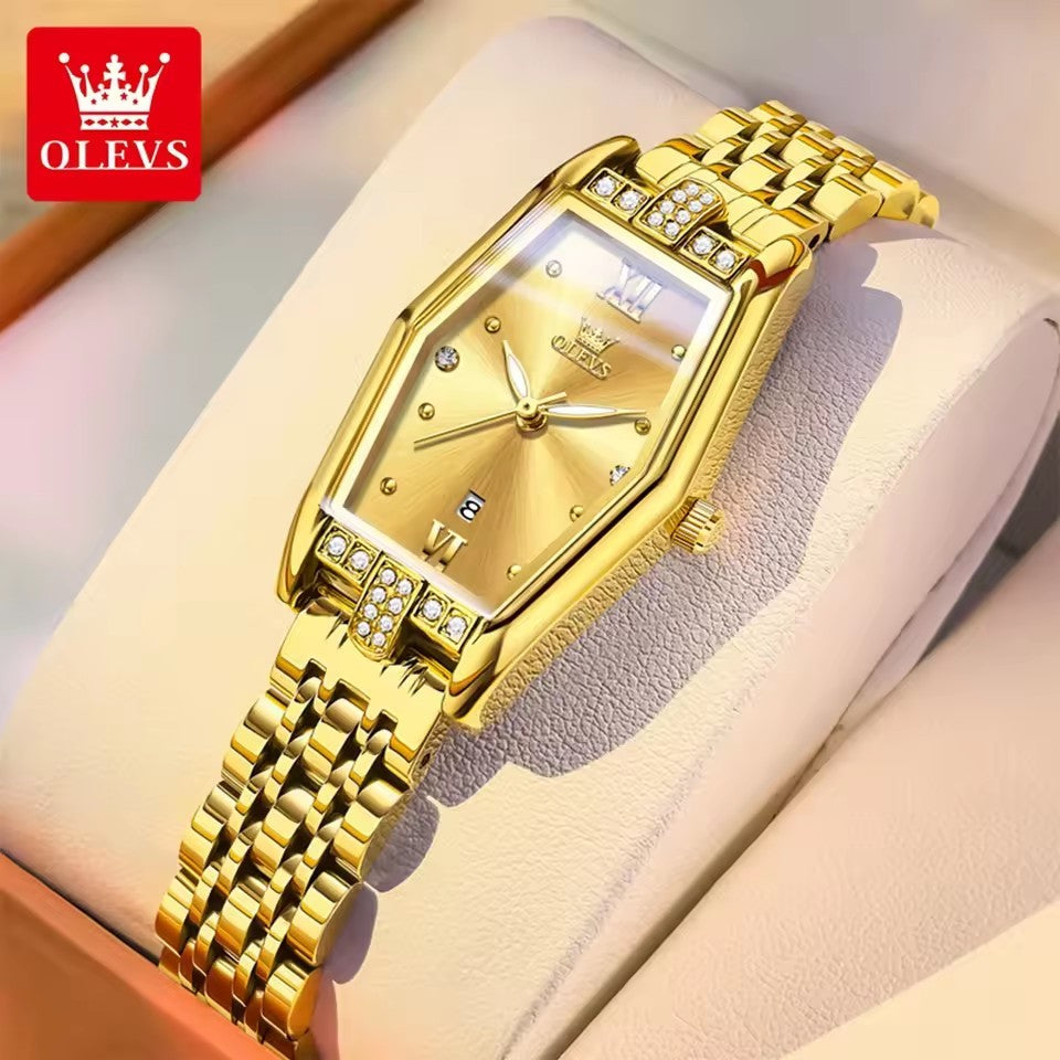 OLEVS 3699 Quartz Watch Elegant Luxury Fashion Small Gold Watch Original Stainless Steel Waterproof Ladies Wristwatch for Women