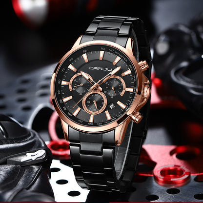 CRRJU 2303 Men Watch Luxury Quartz Chronograph Sport Waterproof Man Watches Business Fashion Stainless Steel Wristwatch