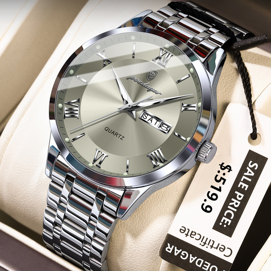 POEDAGAR 978 Wristwatch Stainless Steel Strap Men's New Arrival Casual Quartz Night Vision Waterproof Wristwatches for Men