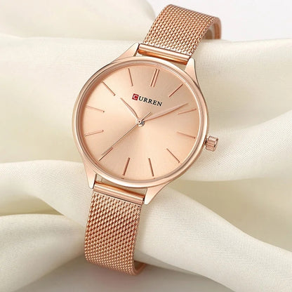 Curren 9024 Hot Sale Luxury Quartz Watch Stainless Steel Strap Ladies Fashion Simple Women Minimalist Watch