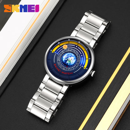 SKMEI Model 2361 3atm Water Resistant Quartz Watch for Business Men  Casual Stainless Steel Band Wrist Watches