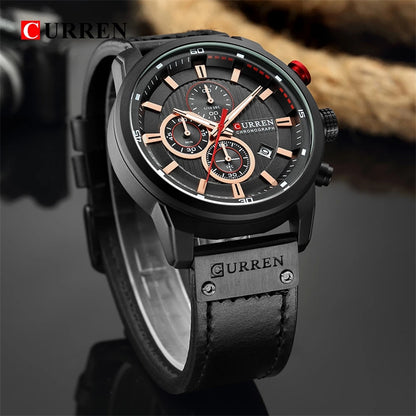 CURREN 8291 Top Brand Men Quartz Movement Wristwatches Fashion Casual Genuine Leather Band Alloy Case Auto Date Watch for Man
