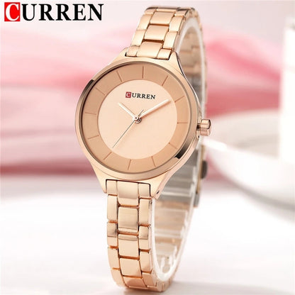 Fashion CURREN 9015 Women's Watch Hot Selling Quartz Watches 3ATM Waterproof High Quality Stainless Steel Band Alloy Case