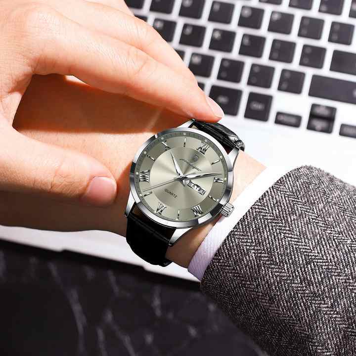 New Release Men Watches Poedagar 978 Luxury Leather Bracelet Luminous Waterproof Mens Quartz Watch for Men