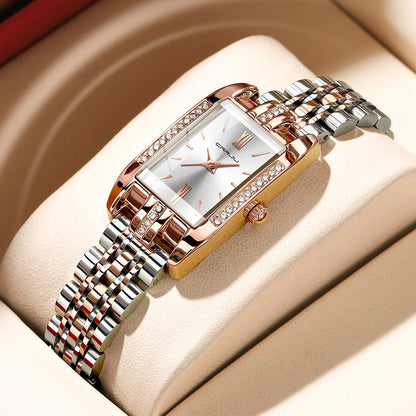 CRRJU 5026 Diamond Watches for Women Quality Quartz Wristwatch Lady Watch Stainless Steel for Girls
