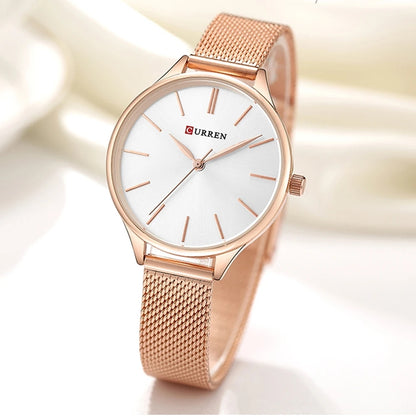 Curren 9024 Hot Sale Luxury Quartz Watch Stainless Steel Strap Ladies Fashion Simple Women Minimalist Watch
